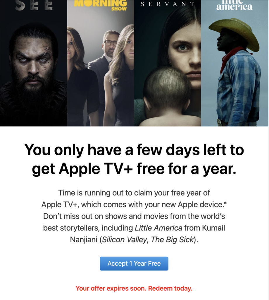 E-mail de reamintire Apple TV
