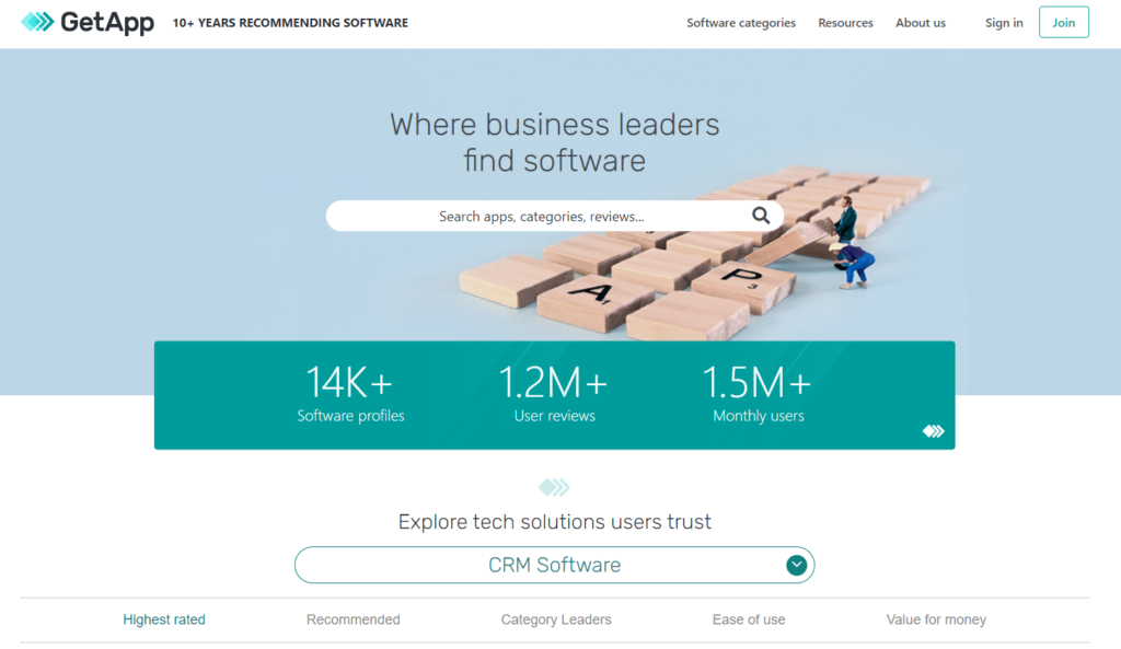 Pagina de pornire GetApp