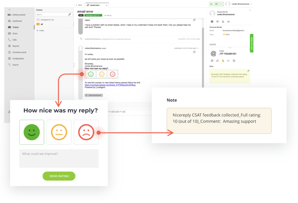 Sondaj pe chat - vizualizare agent