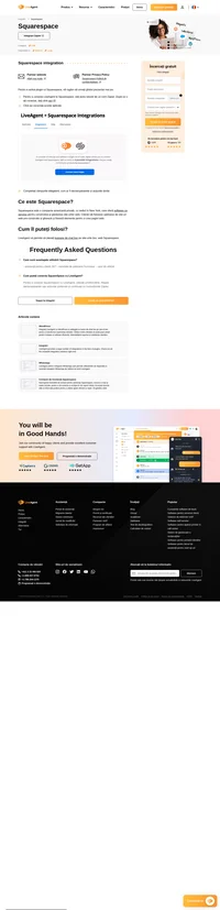 Modificați site-urile web Squarespace cu noua integrare LiveAgent. Squarespace vă permite să plasați butonul de chat live și să îmbunătățiți interacțiunea cu clienții.