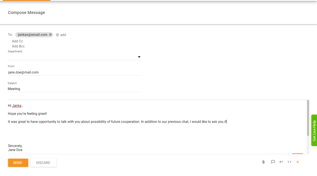 începerea emailului