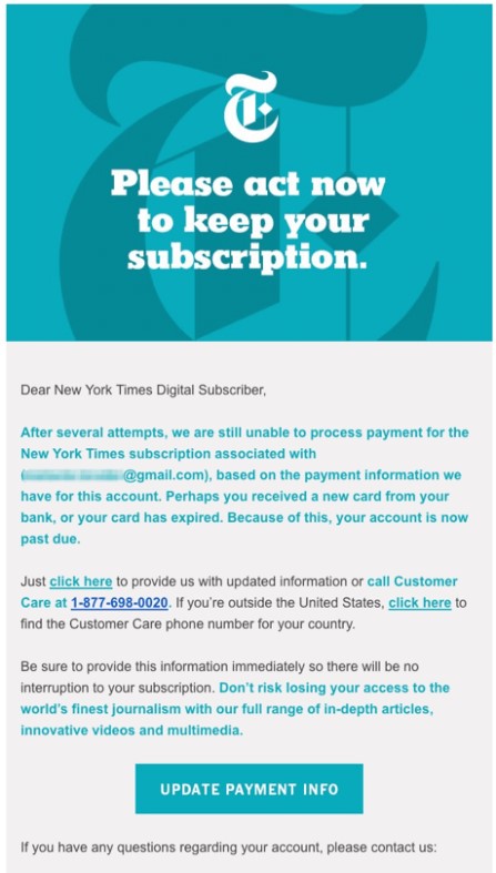 exemplu de e-mail de solicitare a plății de la nyt