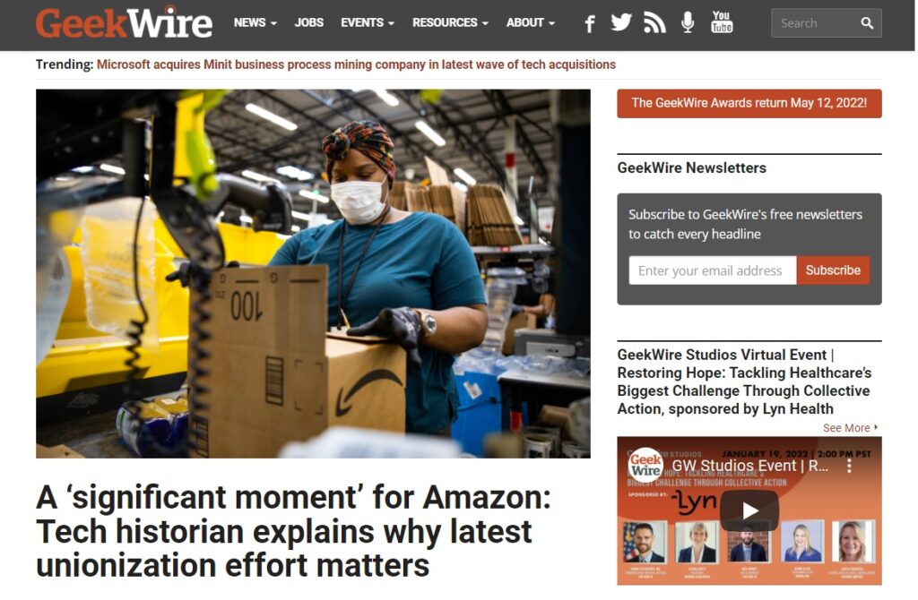 Pagina de pornire GeekWire