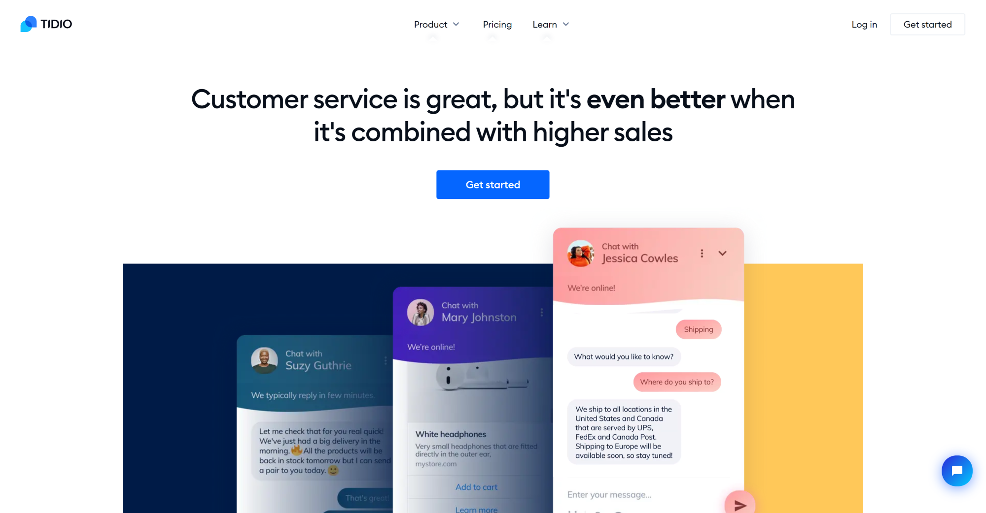 Pagina de pornire a software-ului Tidio Live Chat