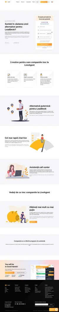 Treceți de la LeadDesk la LiveAgent și descoperiți avantajele, cum ar fi suportul excelent pe mai multe canale, cel mai rapid chat live și multe altele.