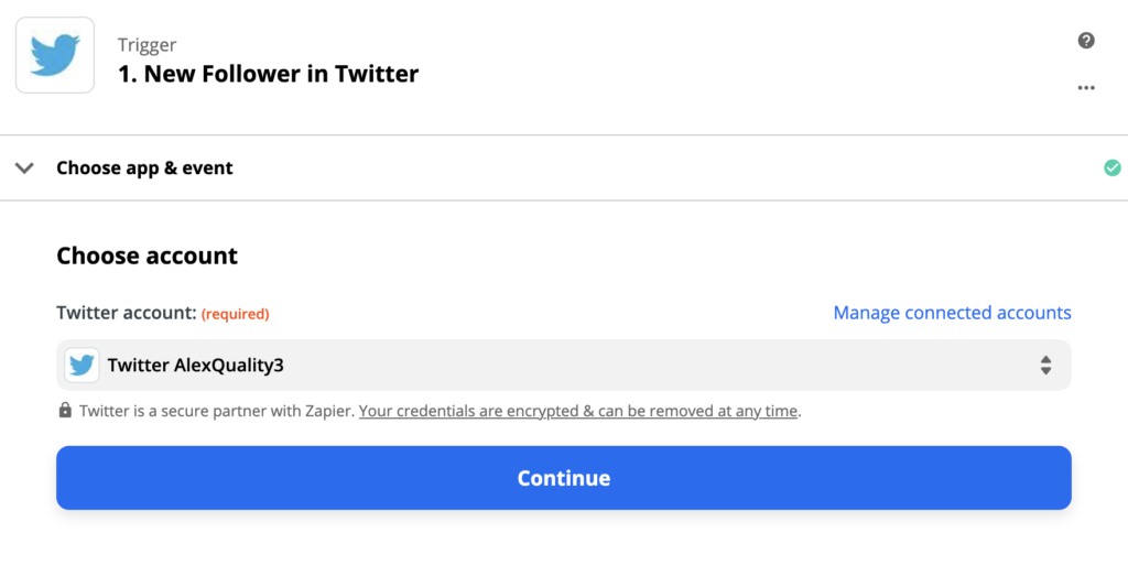 Configurarea declanșatorului Twitter în procesul de integrare