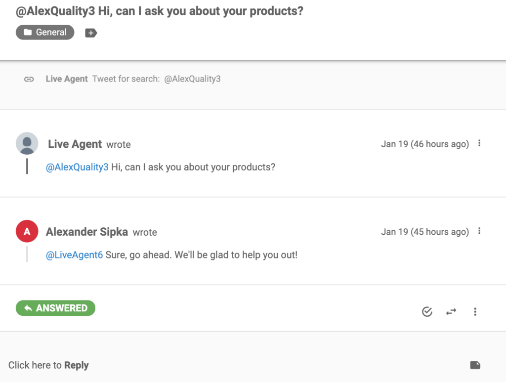 Un tweet a fost exportat în LiveAgent ca tichet