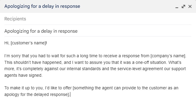 Apologizing for a delay in response email template