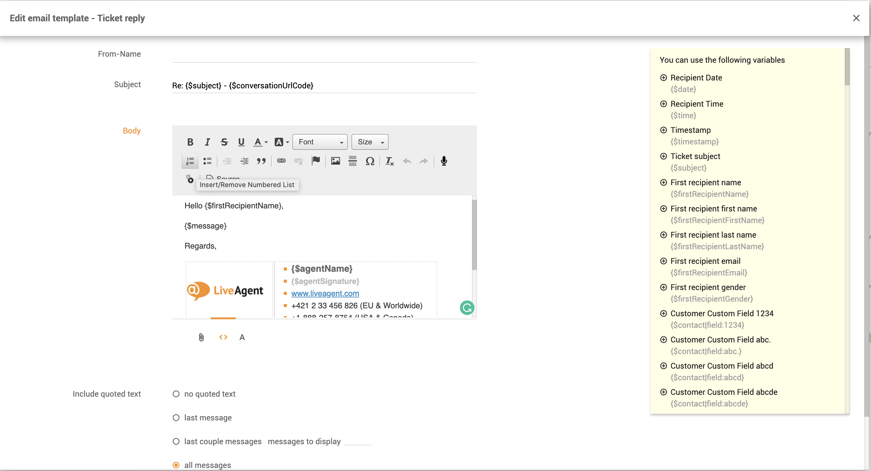 Personalizarea șablonului de e-mail