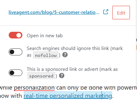 Exemplu de link intern Liveagent
