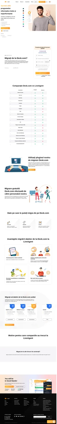 LiveAgent oferă o migrare gratuită a datelor Desk.com către LiveAgent. Bucurați-vă de peste 179 de funcții de asistență și peste 40 de integrări în LiveAgent.