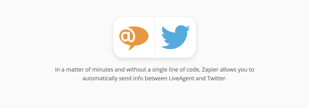 Pagina de integrări LiveAgent și Twitter pe Zapier