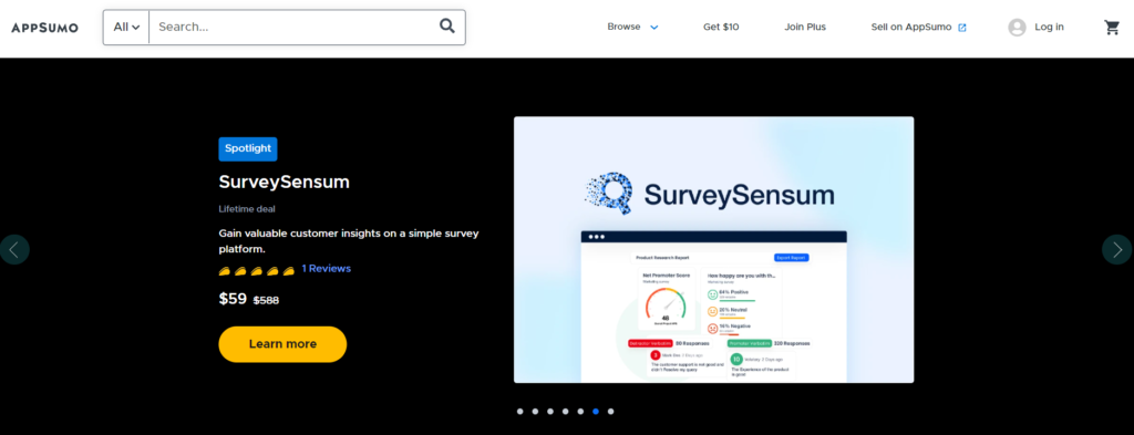 Pagina de pornire AppSumo
