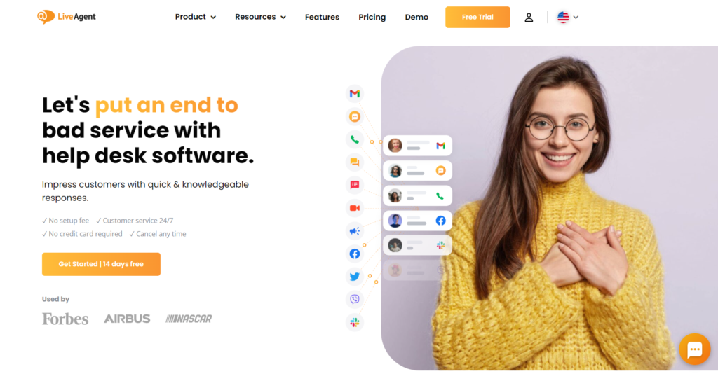 Pagina helpdesk LiveAgent