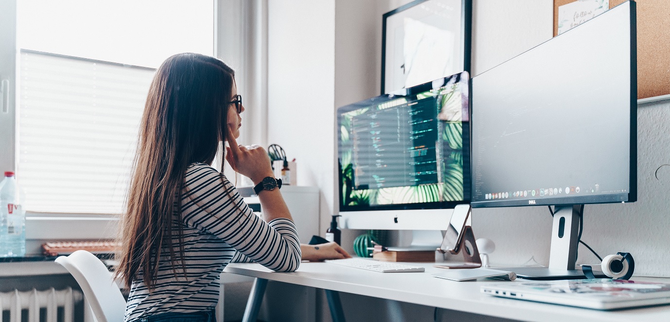 Woman working on computer