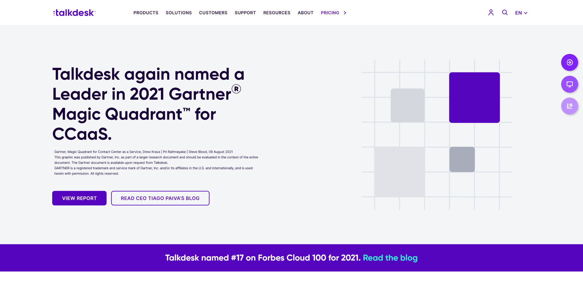 Pagina de start a software-ului Talkdesk Call Center