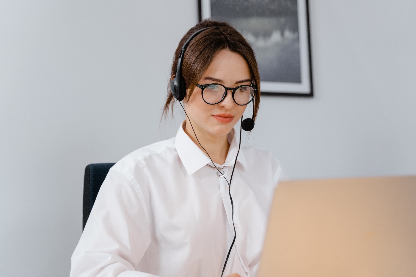 call center agent with headset
