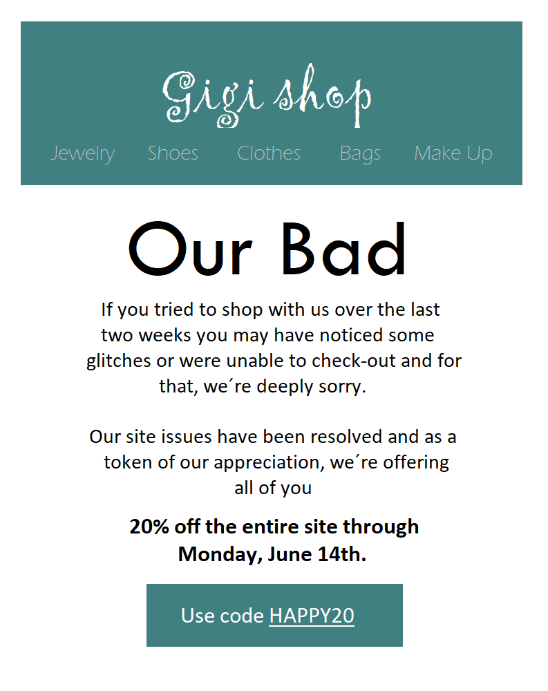 exemplu de email de scuze