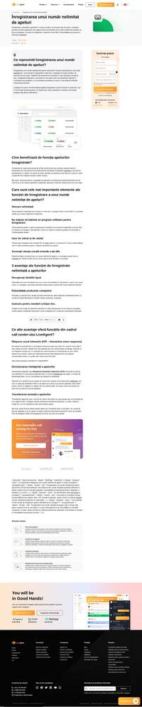 LiveAgent deține un număr nelimitat de apeluri ce pot fi înregistrate, ceea ce înseamnă că fiecare apel este înregistrat și stocat de LiveAgent în scopuri ce țin de legislație și instruire.