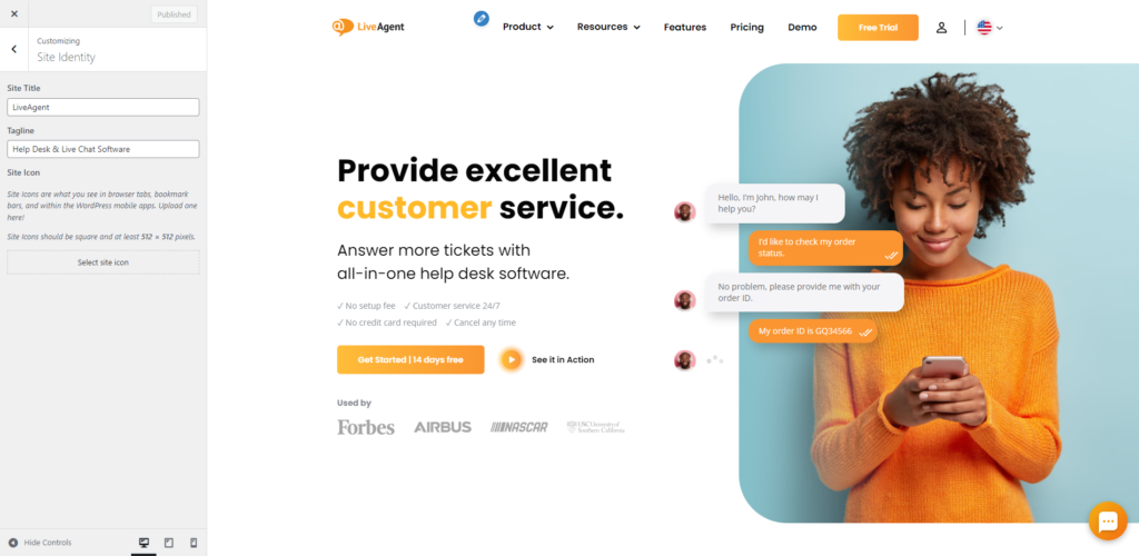 Setările favicon-ului LiveAgent
