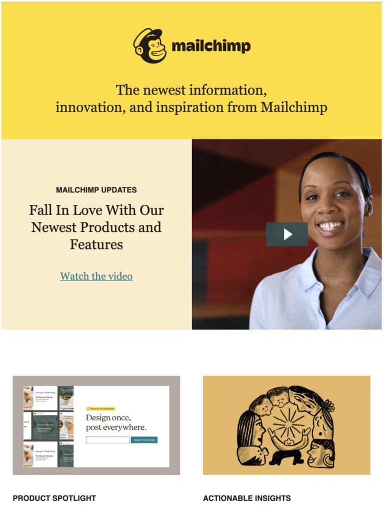 Șablon de postare nouă pe blog Mailchimp