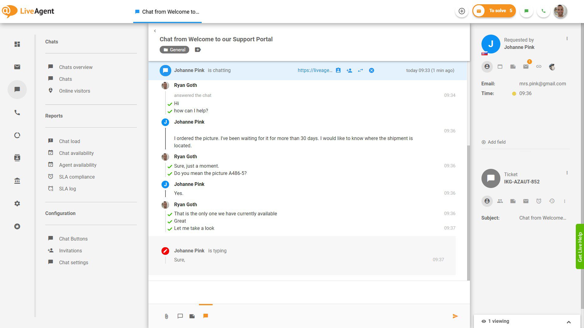 Chat cu tastare vizibilă în timp real