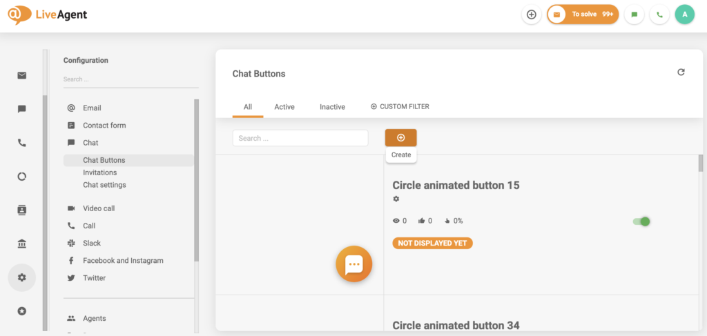 Secțiunea de chat LiveAgent