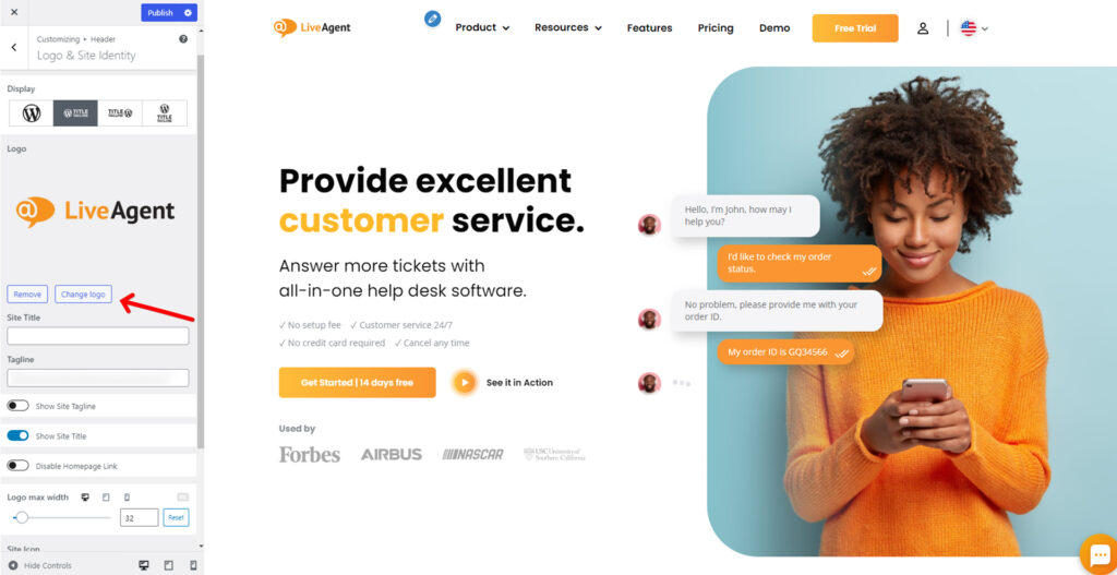 Conectați logo-ul la pagina de pornire